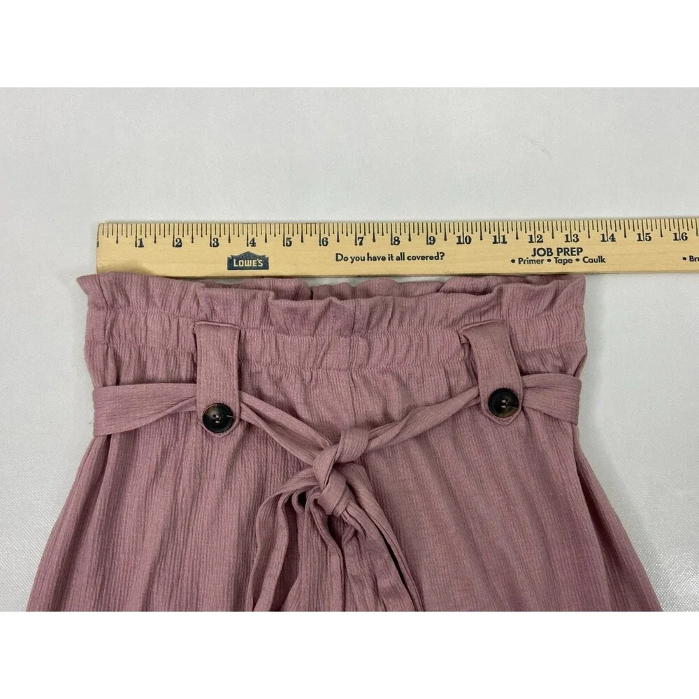 Active USA Women Medium High Waist Paperbag Wide Leg Pants Mauve Flow - Picture 5 of 10